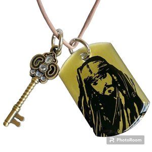 Vintage Disney Pirates of the Caribbean Necklace Charm Skull Crossbones 23"